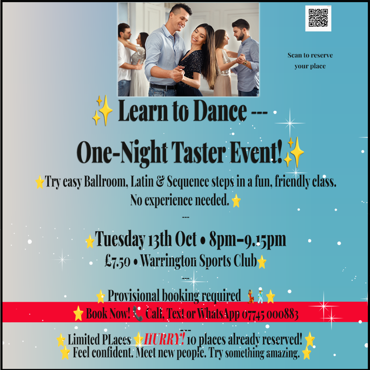 A New Beginners course starting 21st September